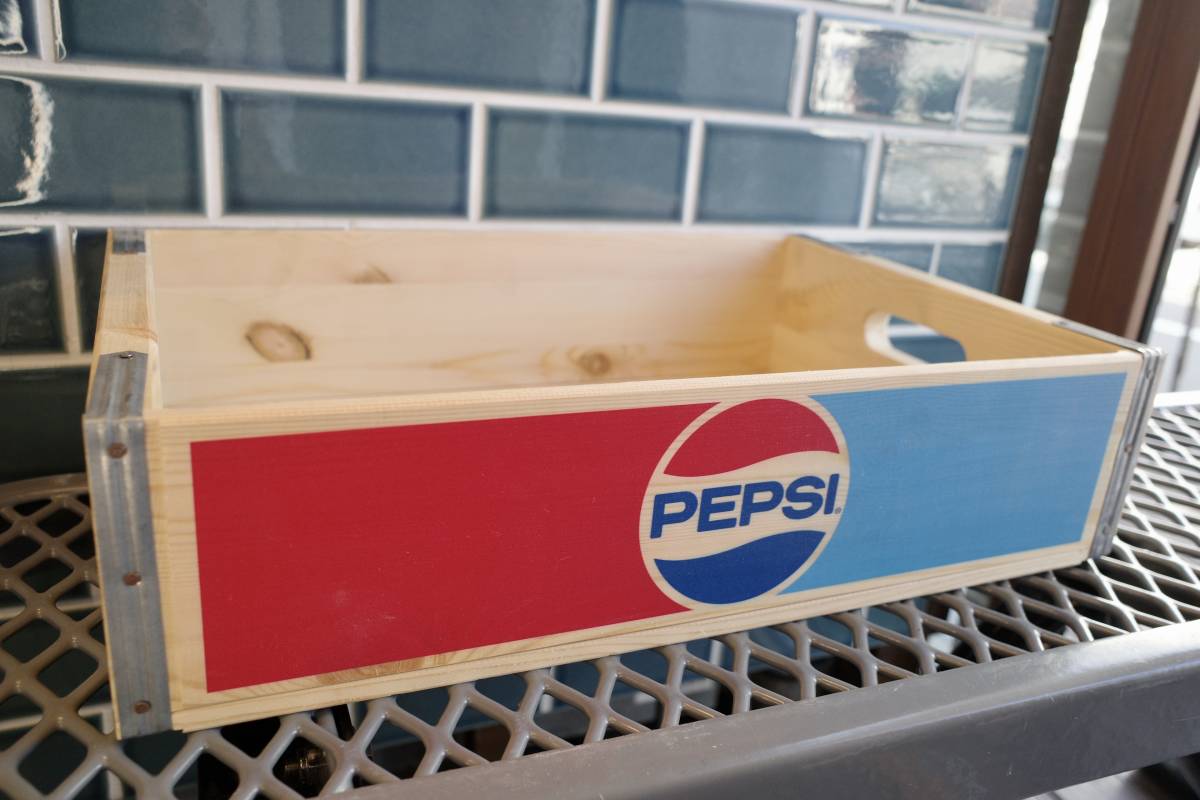 新品 PEPSI COLA ペプシコーラ ウッドケース 木製 世田谷ベース 収納 インテリア ガレージ ロゴ 店舗什器 ドリンク_画像1