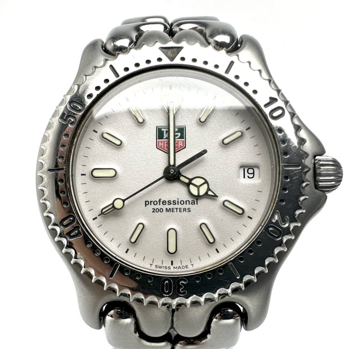 TAG Heuer タグホイヤー S/el プロフェッショナル メンズ シルバー 腕時計 クォーツ デイト 白文字盤_画像2