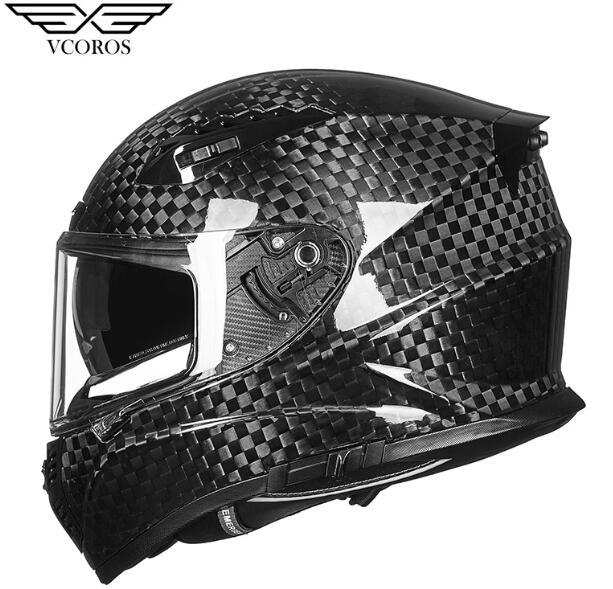 新入荷 VCOROS 12K炭素繊維 超軽量 ダブルレンズ ヘルメット フェイスオンロードヘルメット バイクヘルメット フルフェイス D-XXL