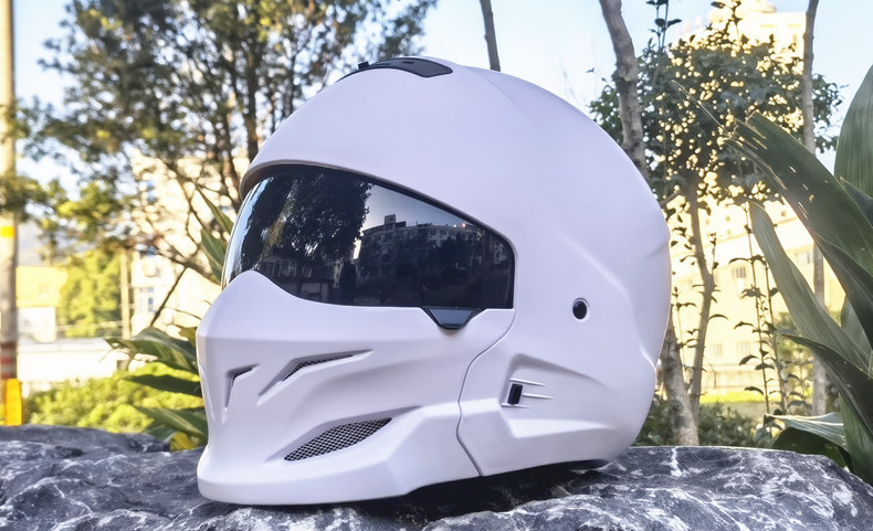 新品　バイクヘルメット　ハーフヘルメット フルフェイスヘルメット　レーシング組立式顎部分着脱できる　ホワイト　 サイズ：ＸＬ　_画像1