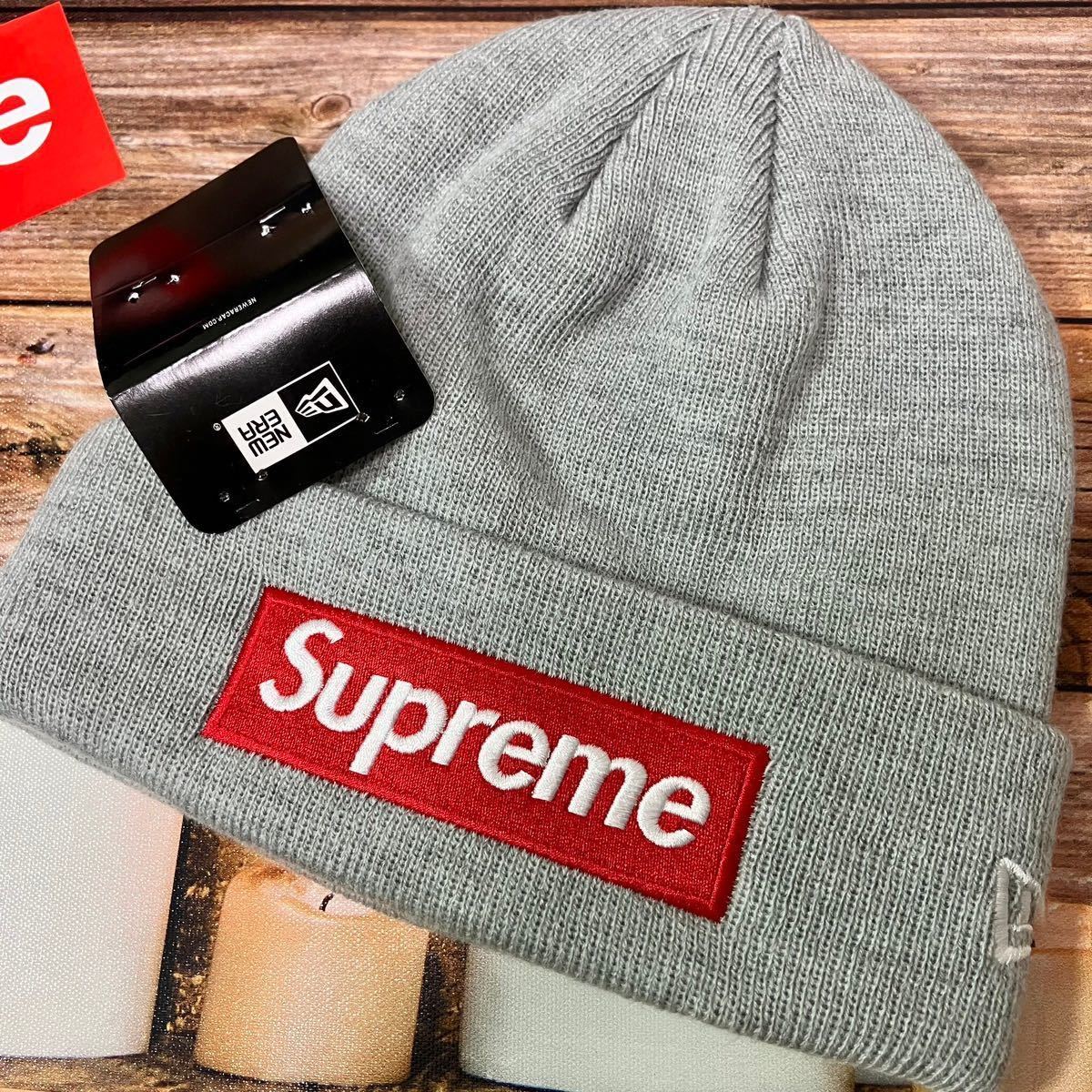 極美品 Supreme Box Logo Beanie シュプリーム ボックス ロゴ ビーニー ニット帽 グレー_画像1