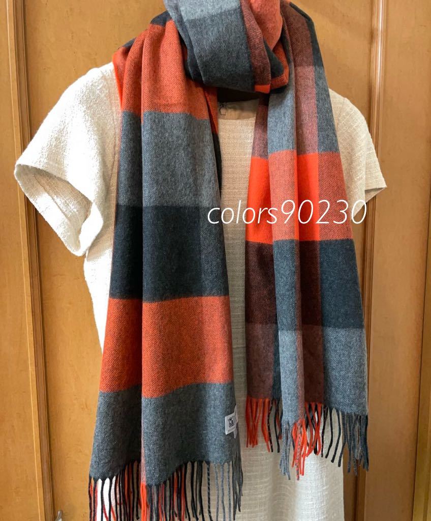 HAUNT 別注 ジョンストンズ カシミヤ大判ストール ブルー HAUNT 別注 ジョンストンズ カシミヤ大判ストール ブルー
