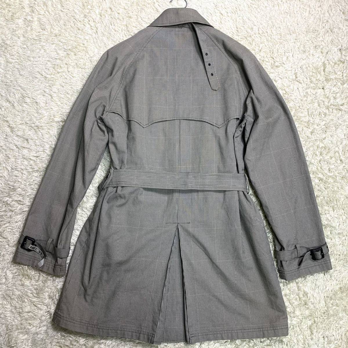 希少L/千鳥格子 PaulSmith ポールスミス トレンチコート ロング ライナー着脱 2way ベルト ステンカラー グレー 灰色 秋 冬 アウター_画像5