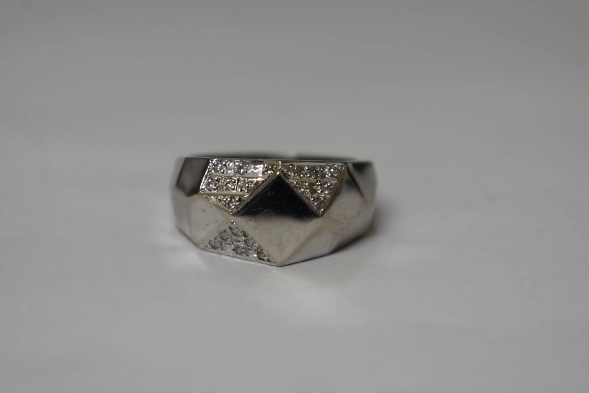 うぶ品　Pt900刻印 ダイヤモンド付リング プラチナ 指輪　約8.2g　_画像1
