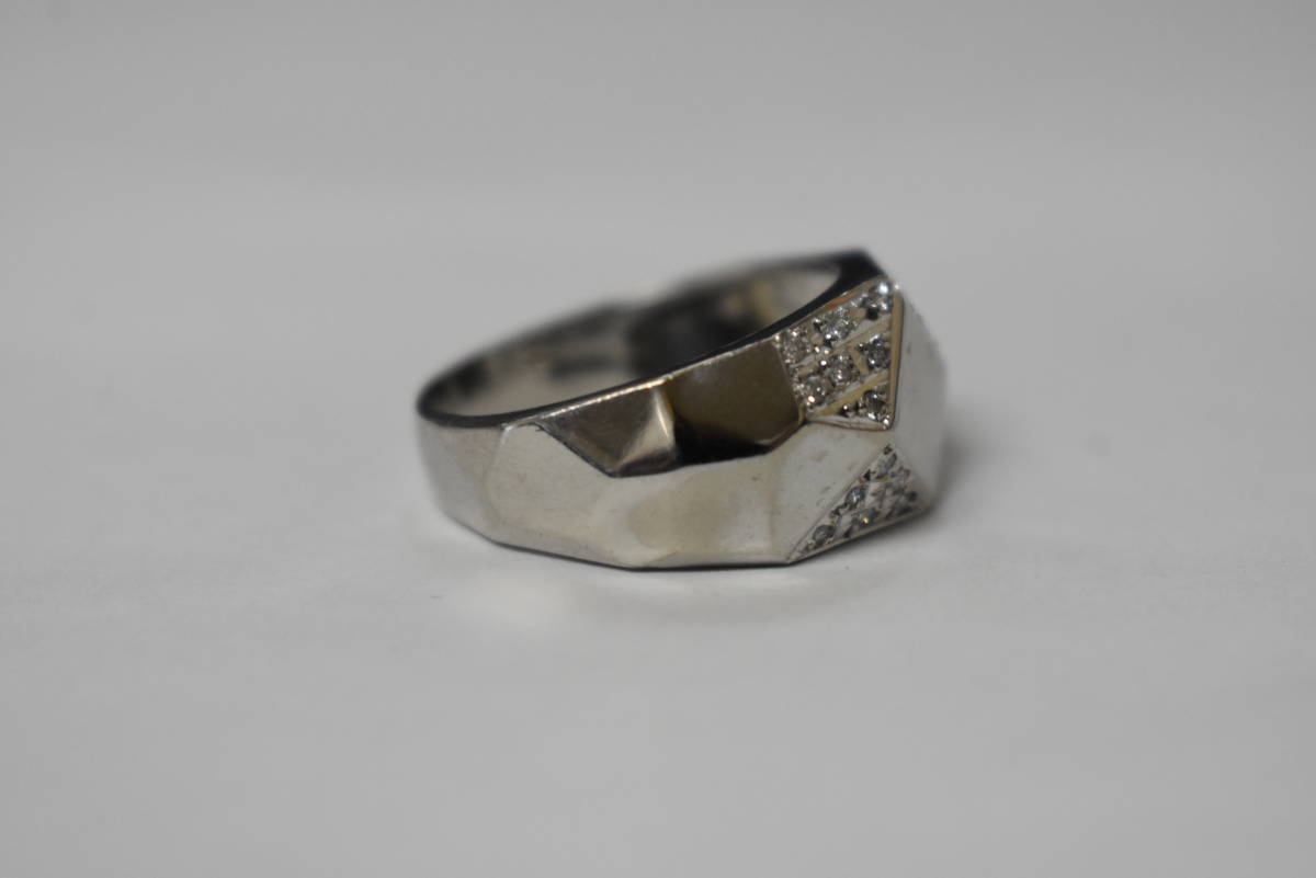 うぶ品　Pt900刻印 ダイヤモンド付リング プラチナ 指輪　約8.2g　_画像3