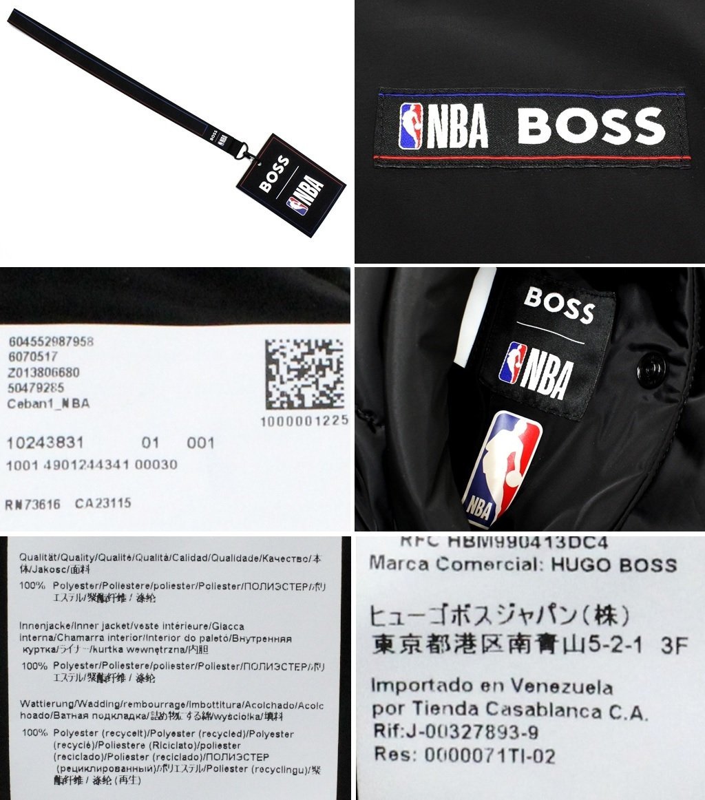 15万新品◆54=XL◆BOSS×NBAコラボ 撥水加工リバーシブルオーバーサイズダウンジャケット黒グレージュ系 ベストにも 1円_画像9