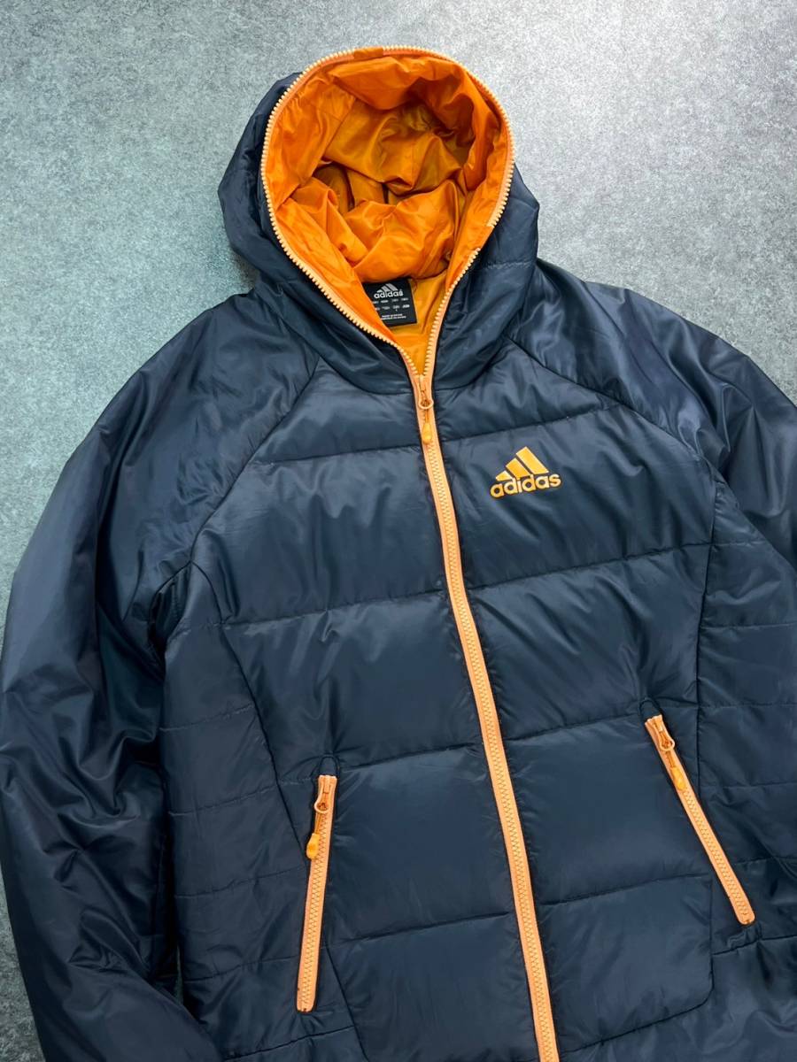 Wk936 正規品 ADIDAS アディダス ダウンジャケット・パーカー ジップアップ フルジップ CLIMAPROOF 紺 メンズ L_画像4