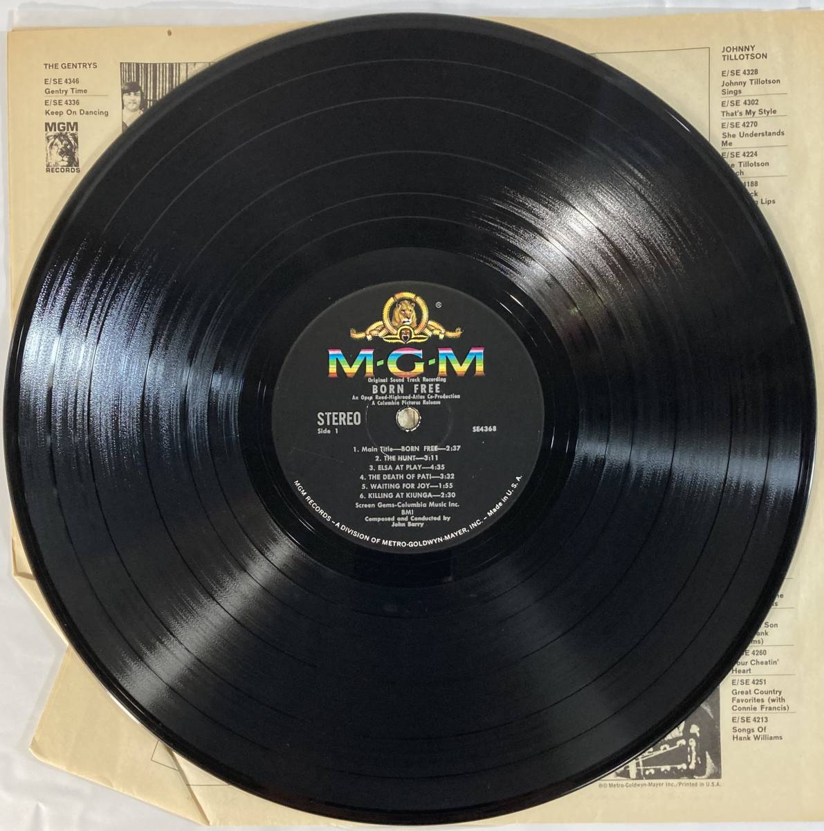 野生のエルザ (1965) ジョン・バリー 米盤LP MGM SE-4368 STEREO_画像3