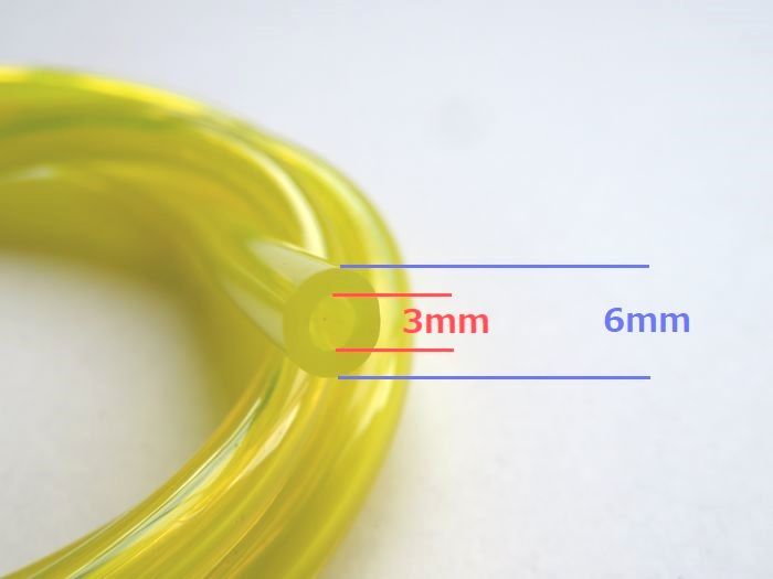 3mmX6mm 燃料ホース 1ｍ　サイズ　黄色ホース　 ヒューエルホース　ガソリンホース　 キャブレター　部品　燃料管　　　　　(hose3)_画像3