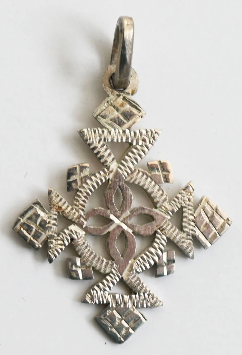  new goods / prompt decision [ Africa echio Piaa hand made ] silver kopto Cross pendant top / one point thing /la start fali/spilichuaru(as-2311-6)