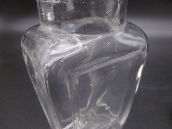 蔵出し　当時物　まとめて3個　和硝子　水飴瓶　ガラス瓶　透明硝子　気泡　蓋付　空瓶　昭和レトロ_画像6