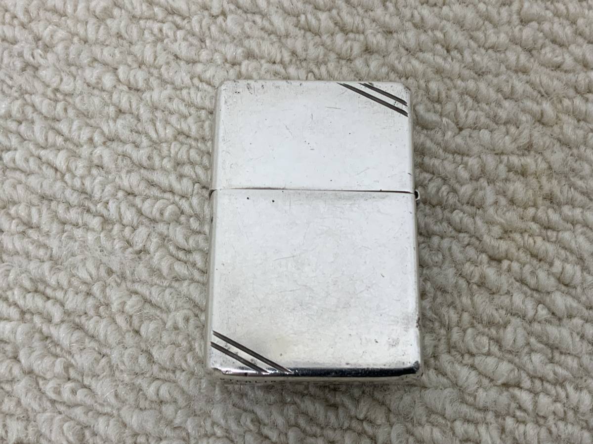 zippo ジッポー STERLING スターリング 2002 火花確認済み フラッドトップ ダイアゴナルライン オイル ライター_画像1