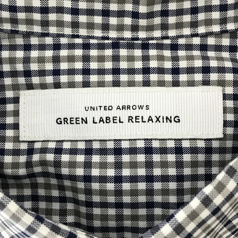 【30271】 green label relaxing グリーンレーベルリラクシング 長袖シャツ サイズM ネイビー チェック柄 ボタンダウン かっこいい メンズ