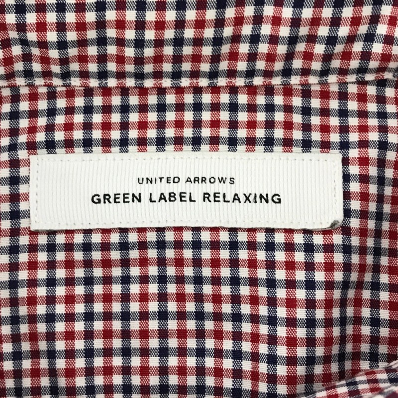 【30268】 green label relaxing グリーンレーベルリラクシング 長袖シャツ サイズM ネイビー チェック柄 ボタンダウン おしゃれ メンズ