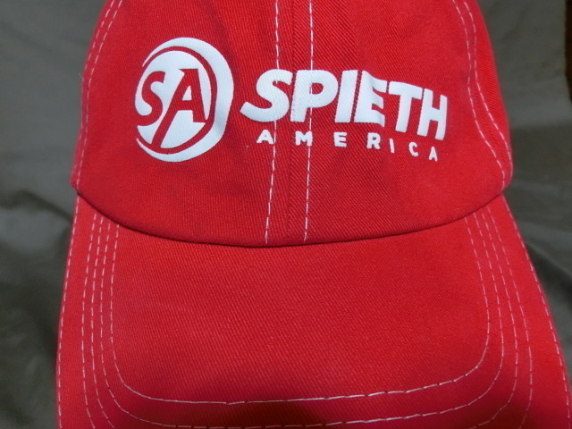 激レア USA購入 アメリカ企業モノ 全米で一番信頼のある 体育用品メーカー【SPIETH AMERICA】ロゴプリント入りキャップ RED 中古良品
