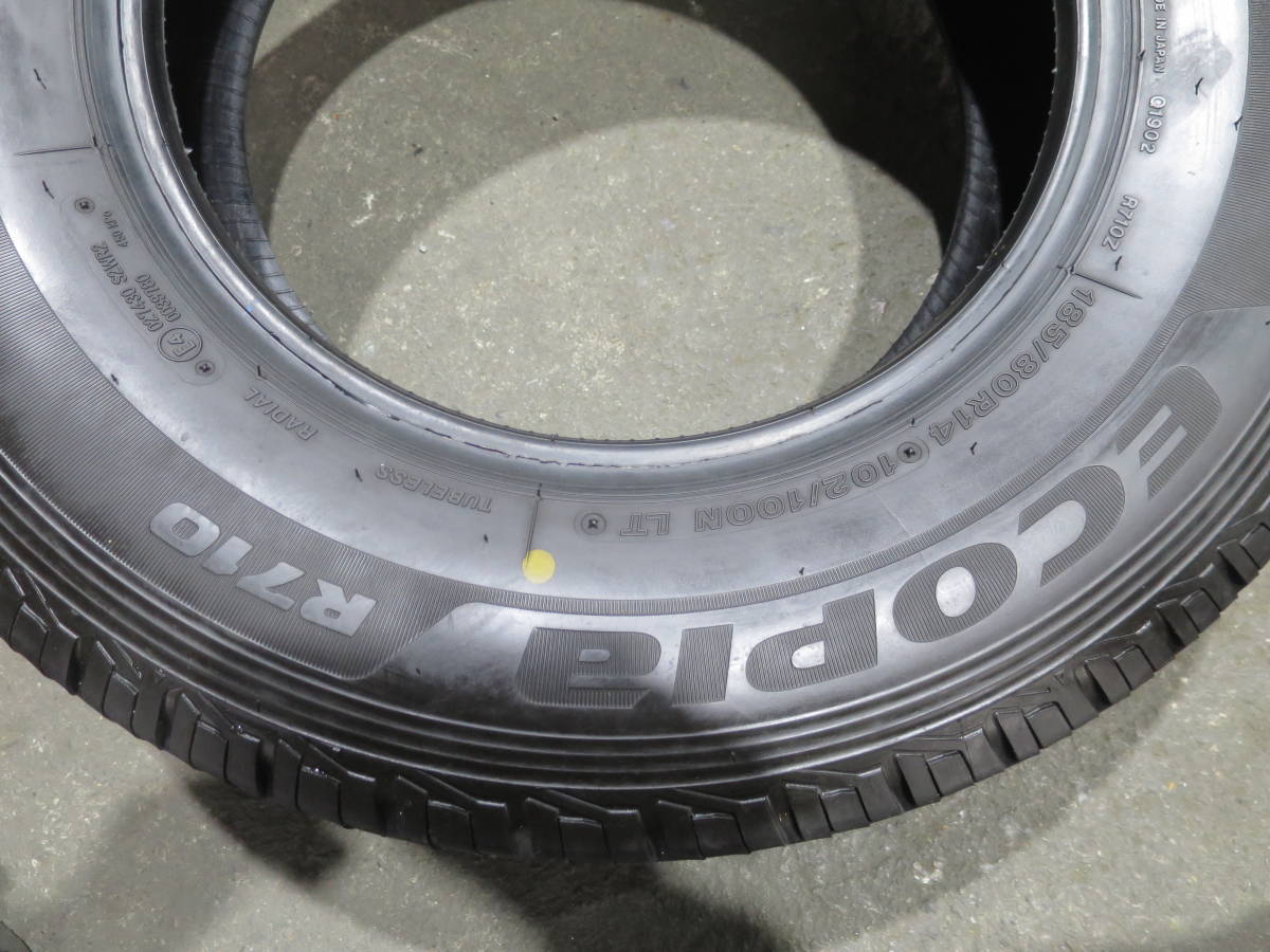 23年製バリ山 185/80R14 102/100N LT ◆ブリヂストン ECOPIA R710◆ 2本 J777 夏タイヤ_画像9