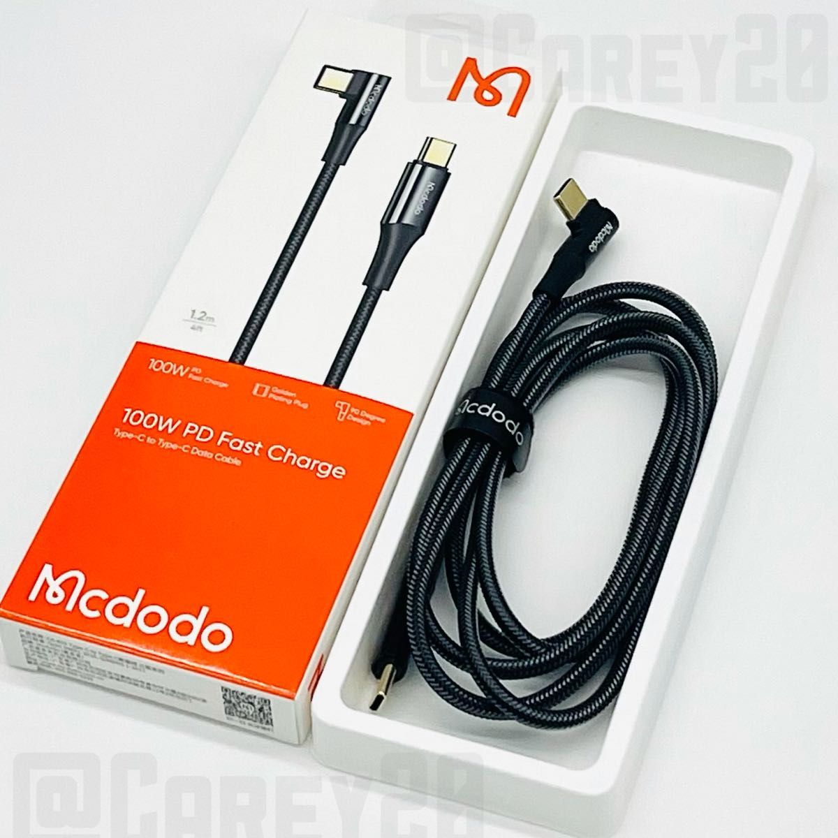 mcdodo L字 100W PD 対応 ケーブル TypeC-C Android iPad Mac Switch 急速充電器