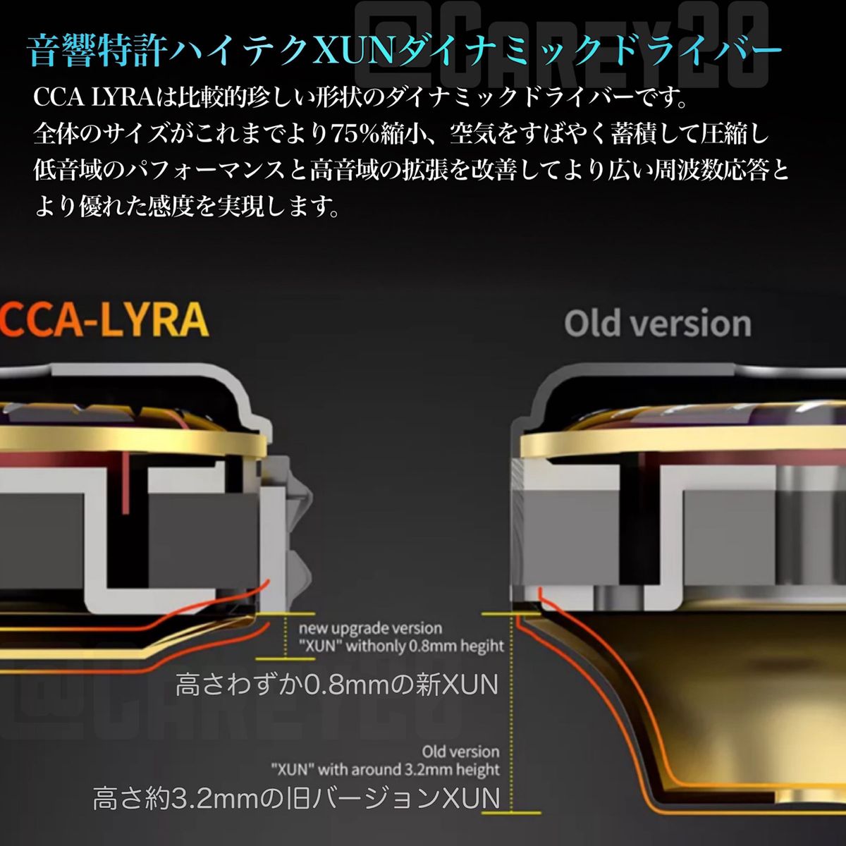 CCA Lyra  有線イヤホン カラーチェンジ 3.5mm マイク付き 新品 青 銀 イヤホン 10MM Hi-Fi イヤモニ