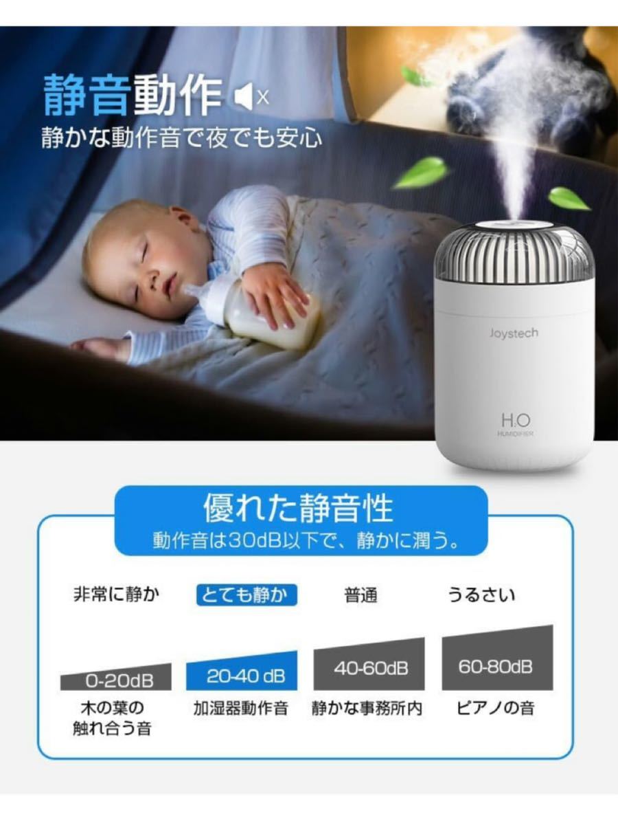 加湿器 卓上 小型 500ml ストリーミングライト卓上加湿器