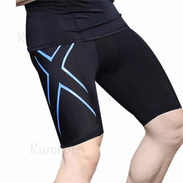 送料込み☆ 2XU 【新品】メンズ タイツ M ブルー 青 コンプレッションウェア マラソン ランニング ジョギング トレーニング ジム_画像2