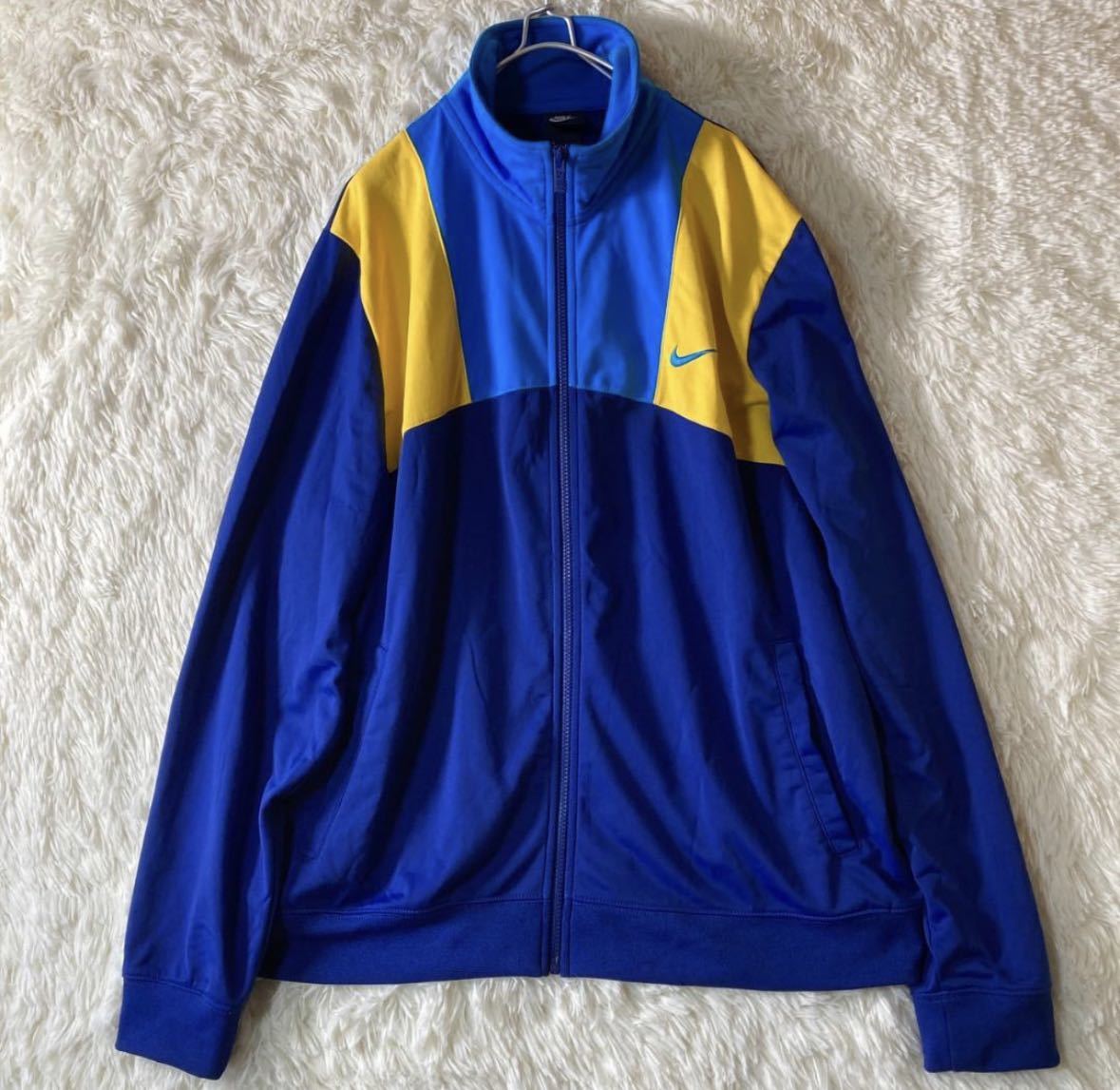 【アパレル】☆美品☆ NIKE ナイキ 90s トラックジャケット ジャージ ブルー イエロー XXL 大きいサイズ 紺タグ メンズ おしゃれ 古着_画像1