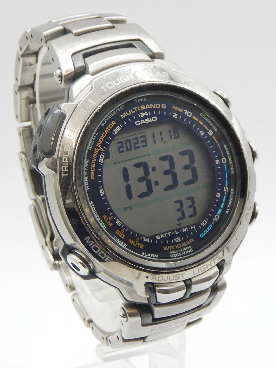 カシオ PROTREK プロトレック☆腕時計 タフソーラー PRX 2000T MULTI BAND6 チタン グレー デジタル☆動作品☆Z1118390_画像9