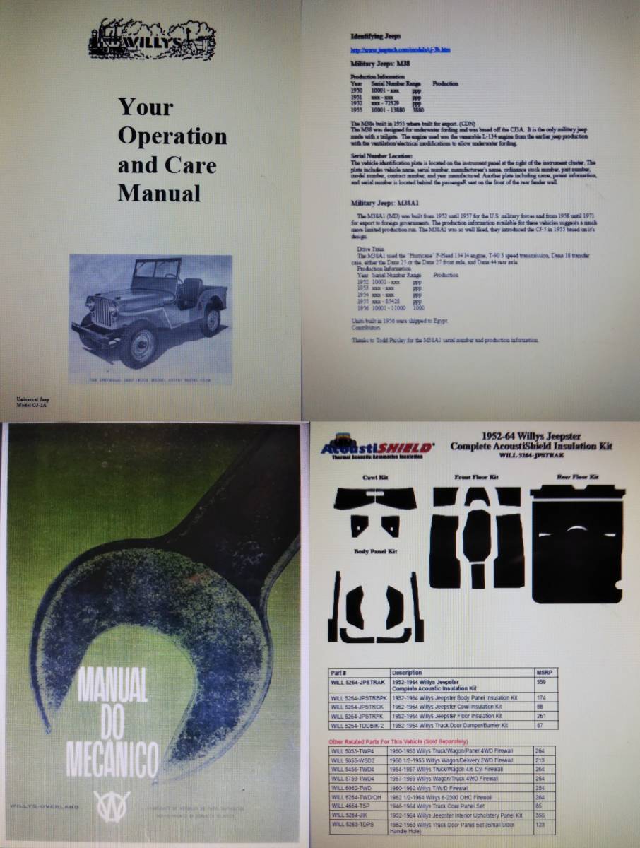 Willys jeep MB M38 CJ-2A CJ-3B 整備書 部品書 GPW ミリタリージープ PDF 資料DVD _送料込み・〒スマートレターで発送します。