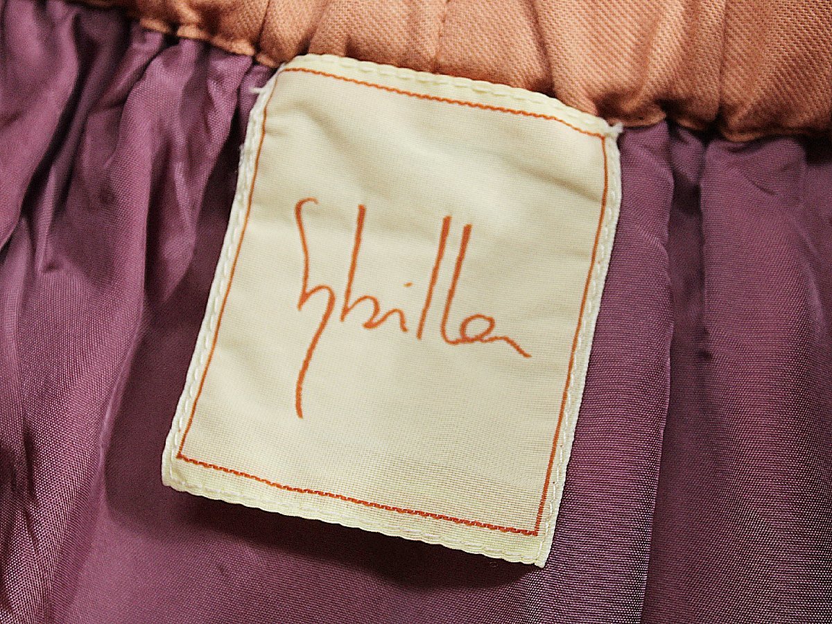 美品/小さいサイズ シビラ シルクレーヨンベルベットロングスカート定3.6万オレンジSS ak280_画像10