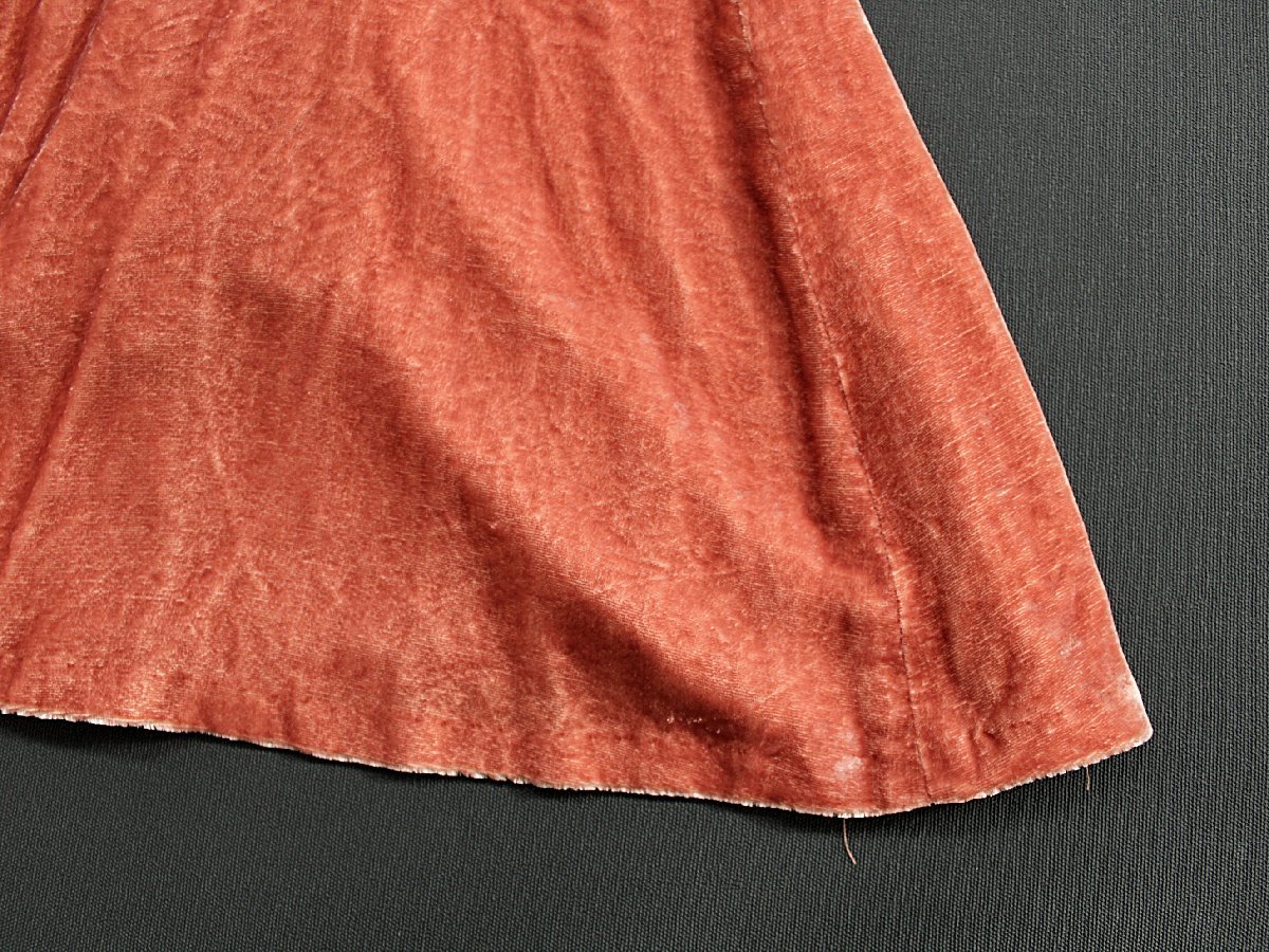 美品/小さいサイズ シビラ シルクレーヨンベルベットロングスカート定3.6万オレンジSS ak280_画像3