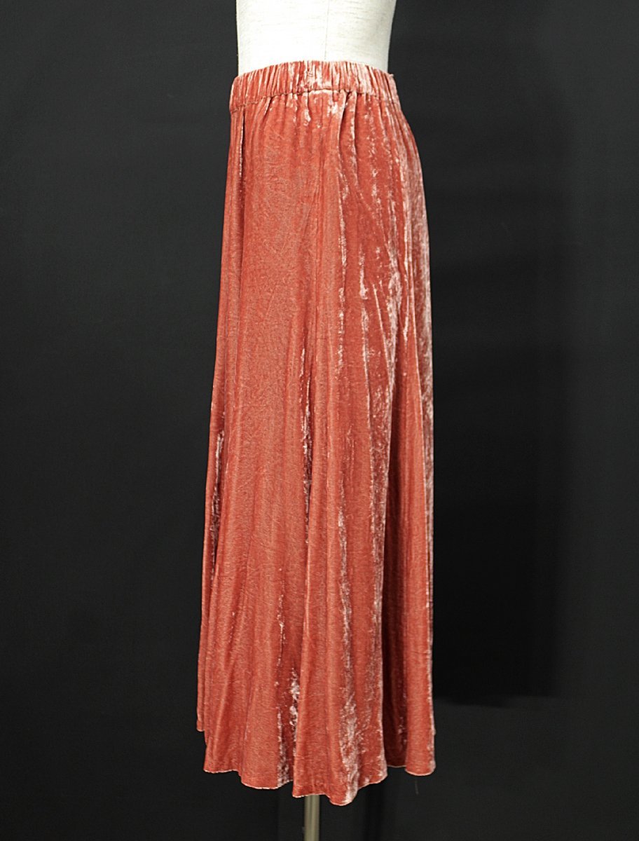 美品/小さいサイズ シビラ シルクレーヨンベルベットロングスカート定3.6万オレンジSS ak280_画像7