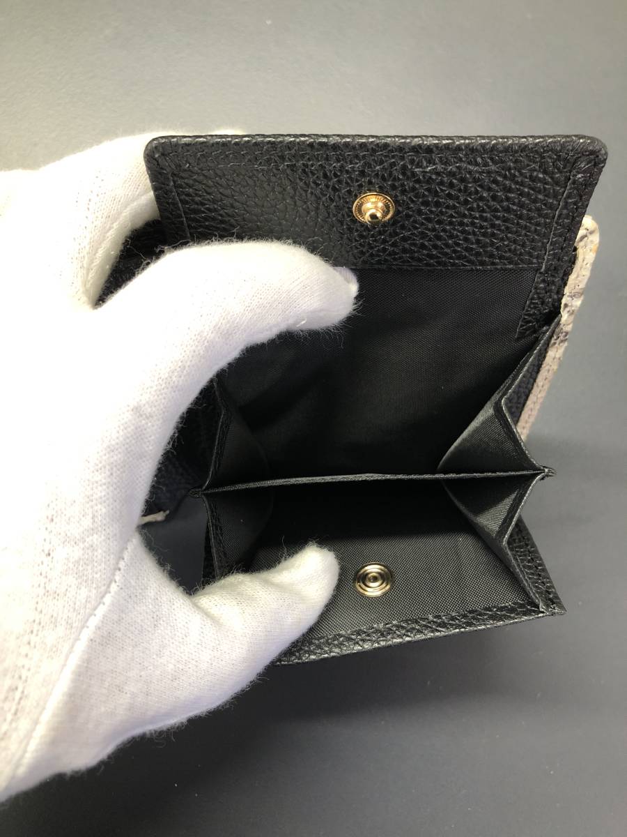 HB8707　二つ折り財布 　財布　レザー パイソン　ヘビ革　　専用袋　箱付き 未使用品_画像5