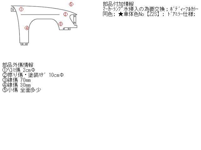 スイフト UA-HT51S 右フェンダー　カラー/ Z2S 57611-80G00 423636_画像5