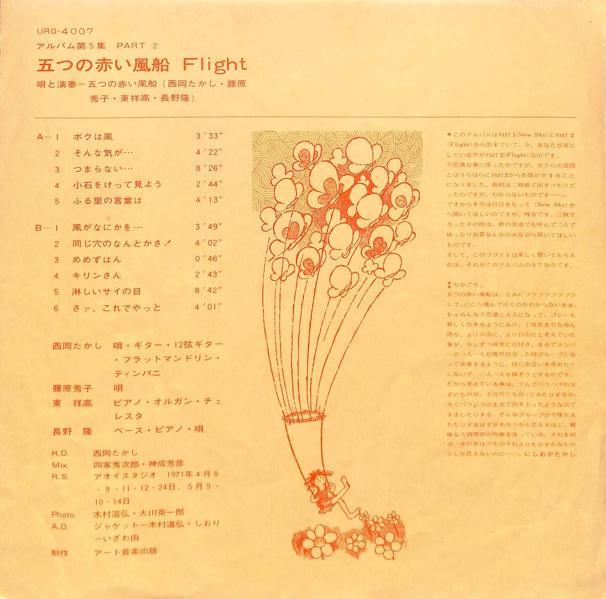 A00550983/LP/五つの赤い風船「アルバム第5集Part 2 Flight」_画像3