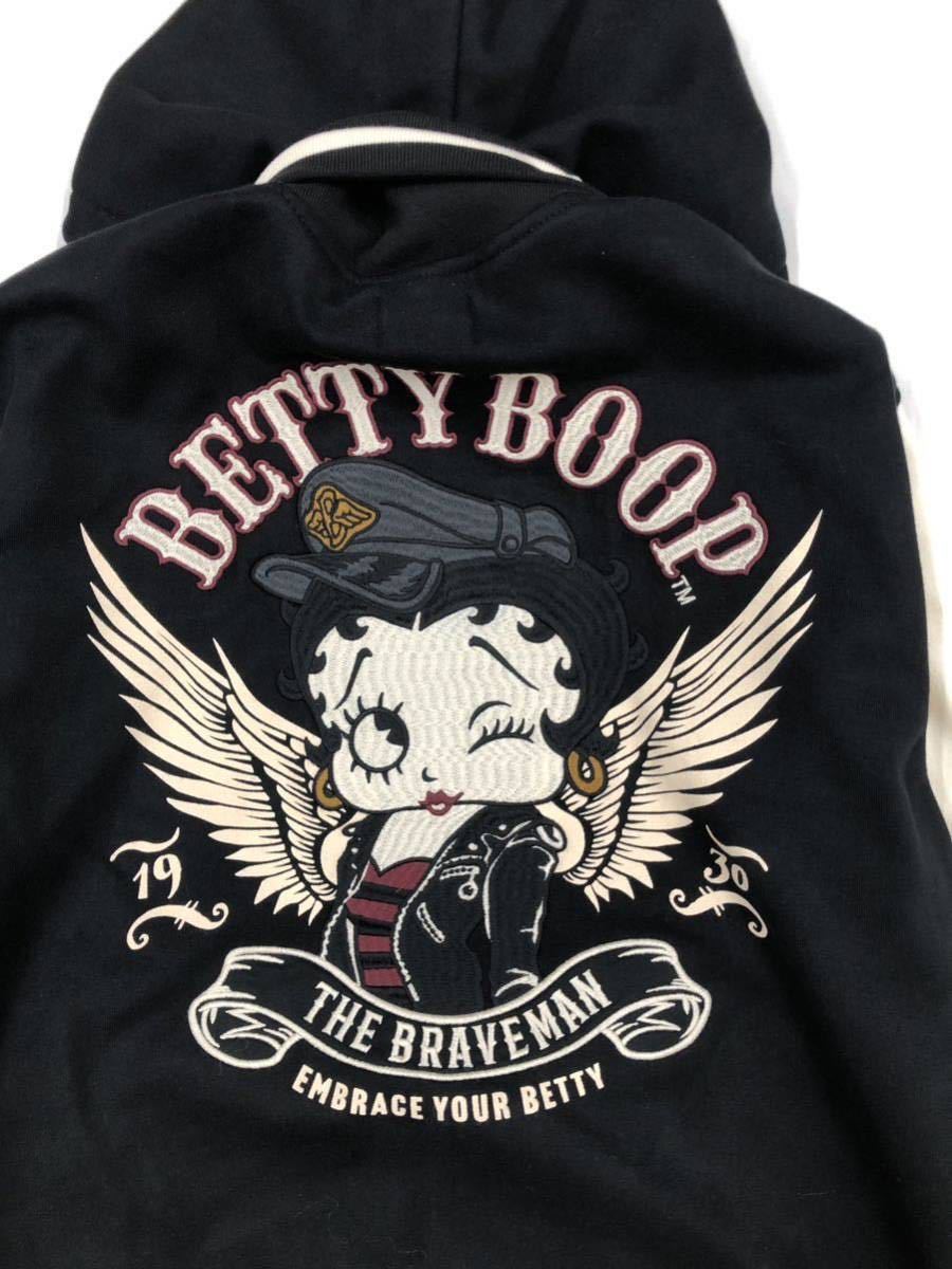 Betty Boop x BRAVE-MAN ベティ ブレイブマン コラボ ボンディング スタジャン BBB-2356 ブラック XLサイズ_画像5