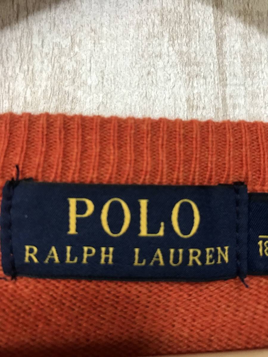 595☆【メリノウール ニットセーター】RALPH LAUREN ラルフローレン アメカジ オレンジ L_画像6