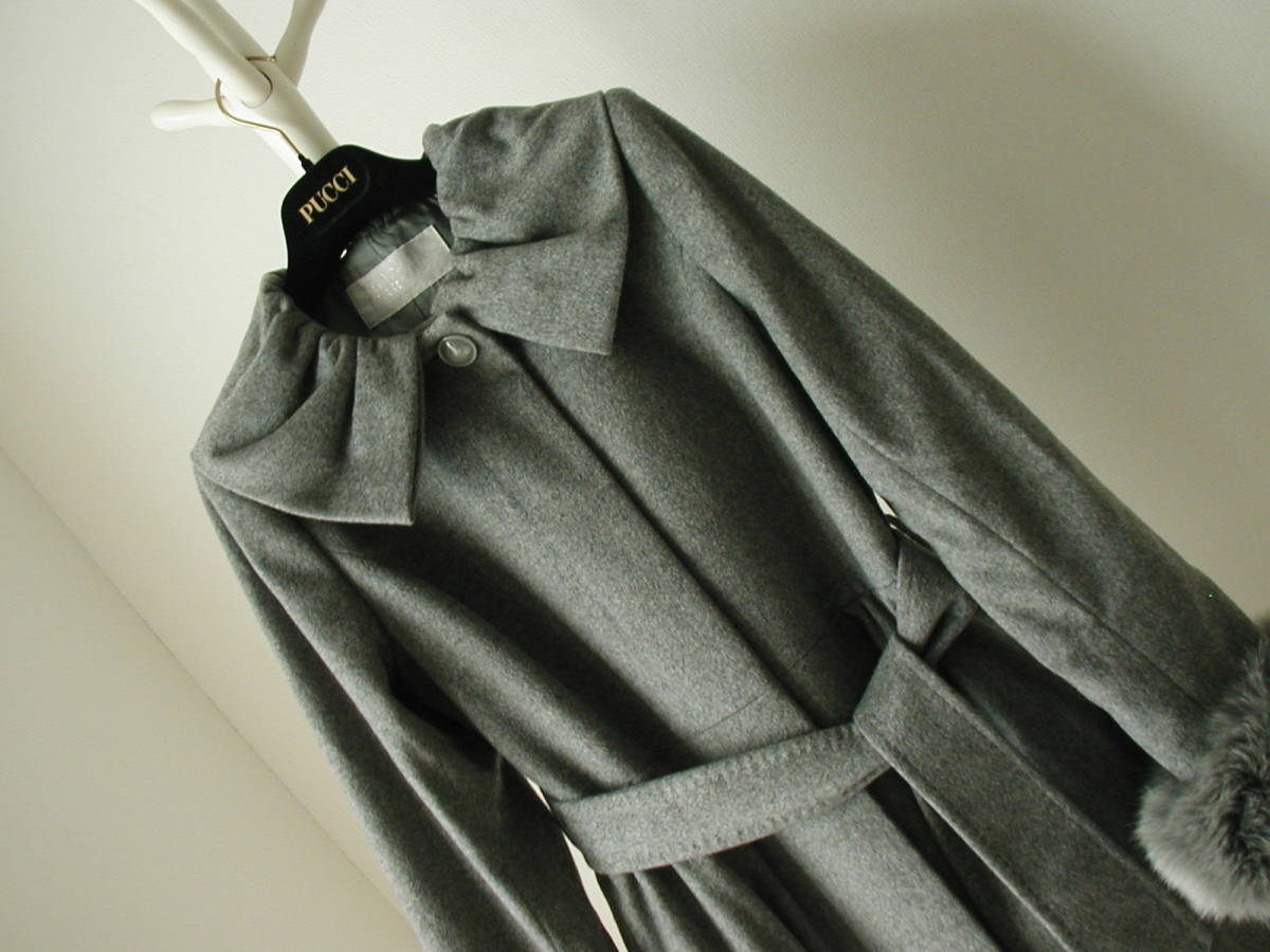  franc kofela-ro. coat * cashmere 100%/ size 2/ fur / fox / gray / platinum line 