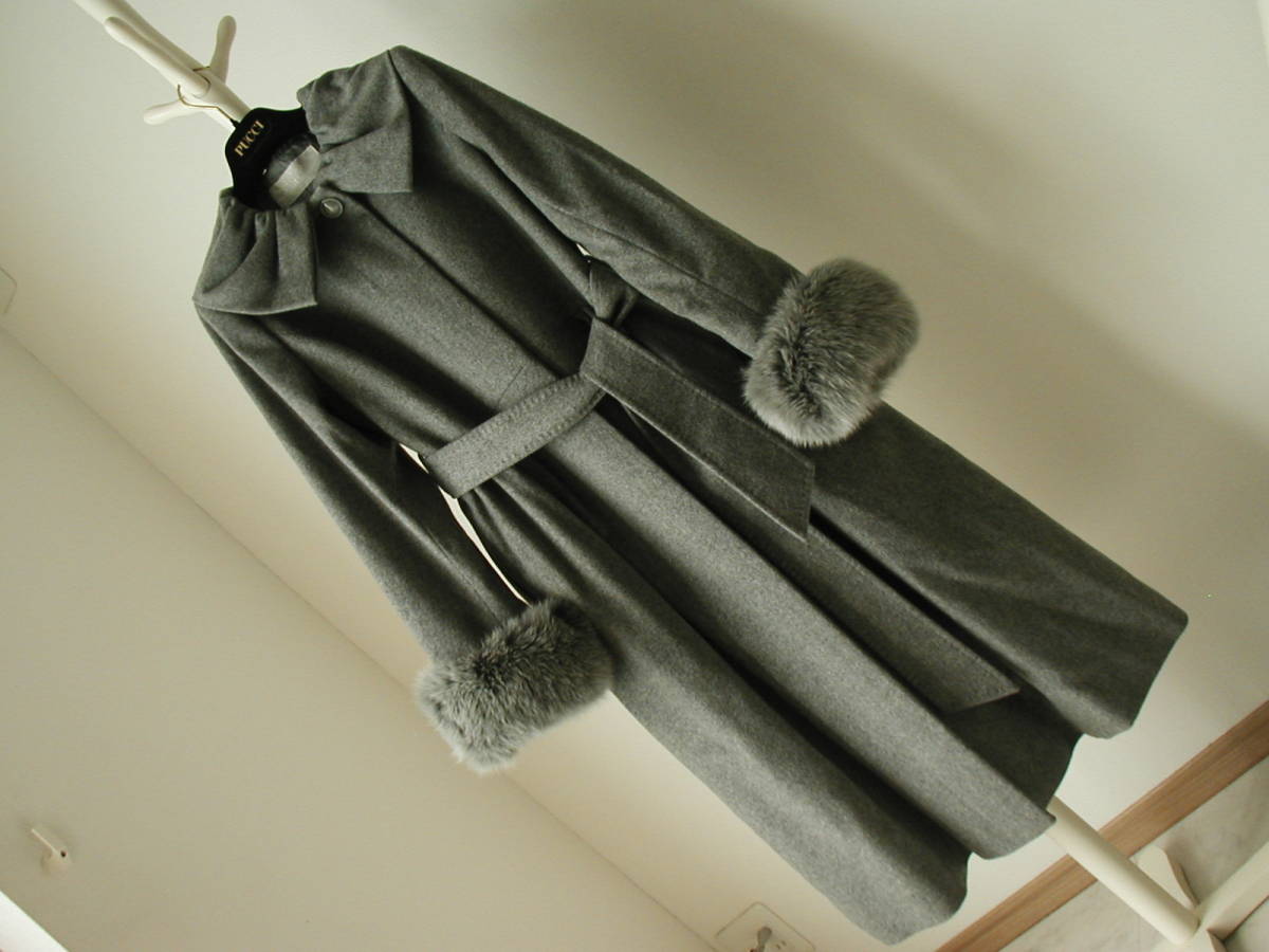  franc kofela-ro. coat * cashmere 100%/ size 2/ fur / fox / gray / platinum line 