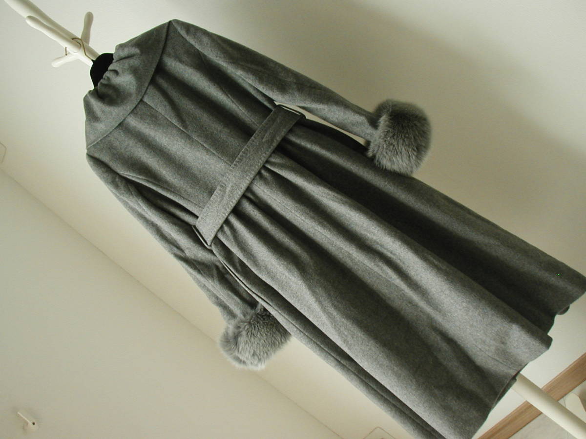 franc kofela-ro. coat * cashmere 100%/ size 2/ fur / fox / gray / platinum line 