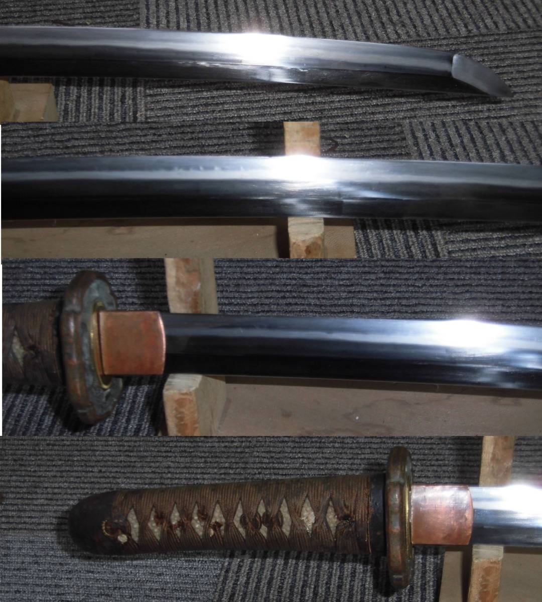 ☆日本刀 軍刀 鉄鞘 無銘 刀身のみで640g 見事な刃紋 55.9cm