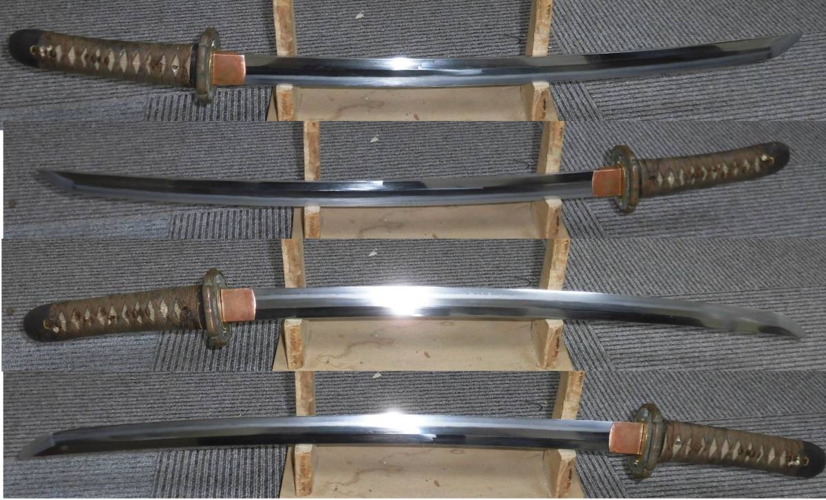 ☆日本刀 軍刀 鉄鞘 無銘 刀身のみで640g 見事な刃紋 55.9cm