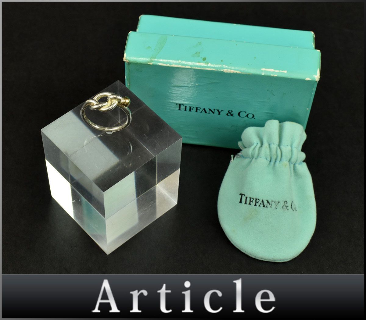 161905〇美品 Tiffany&co ティファニー ラブノット リング 指輪 Sv925 K18YG シルバー ゴールド フック&アイ レディース 箱付/ E_画像1