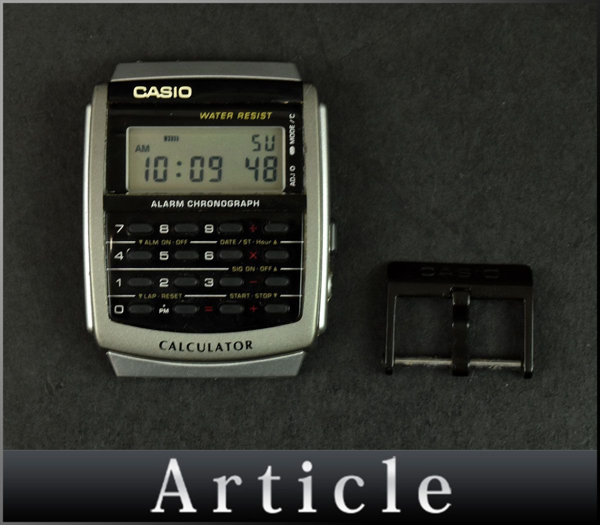 161480◆動作確認済 CASIO カシオ カリキュレーター 腕時計 本体のみ クォーツ CA-56 デジタル 樹脂 ブラック シルバー メンズ/ D_画像1