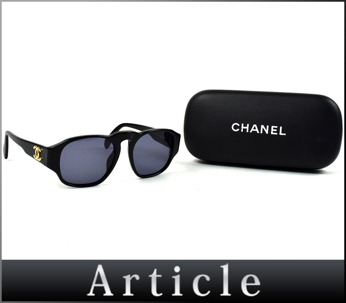 163469◇度なし CHANEL シャネル ココマーク サングラス アイウェア 01452 94305 セルフレーム ブラック レディース ケース/ G_画像1