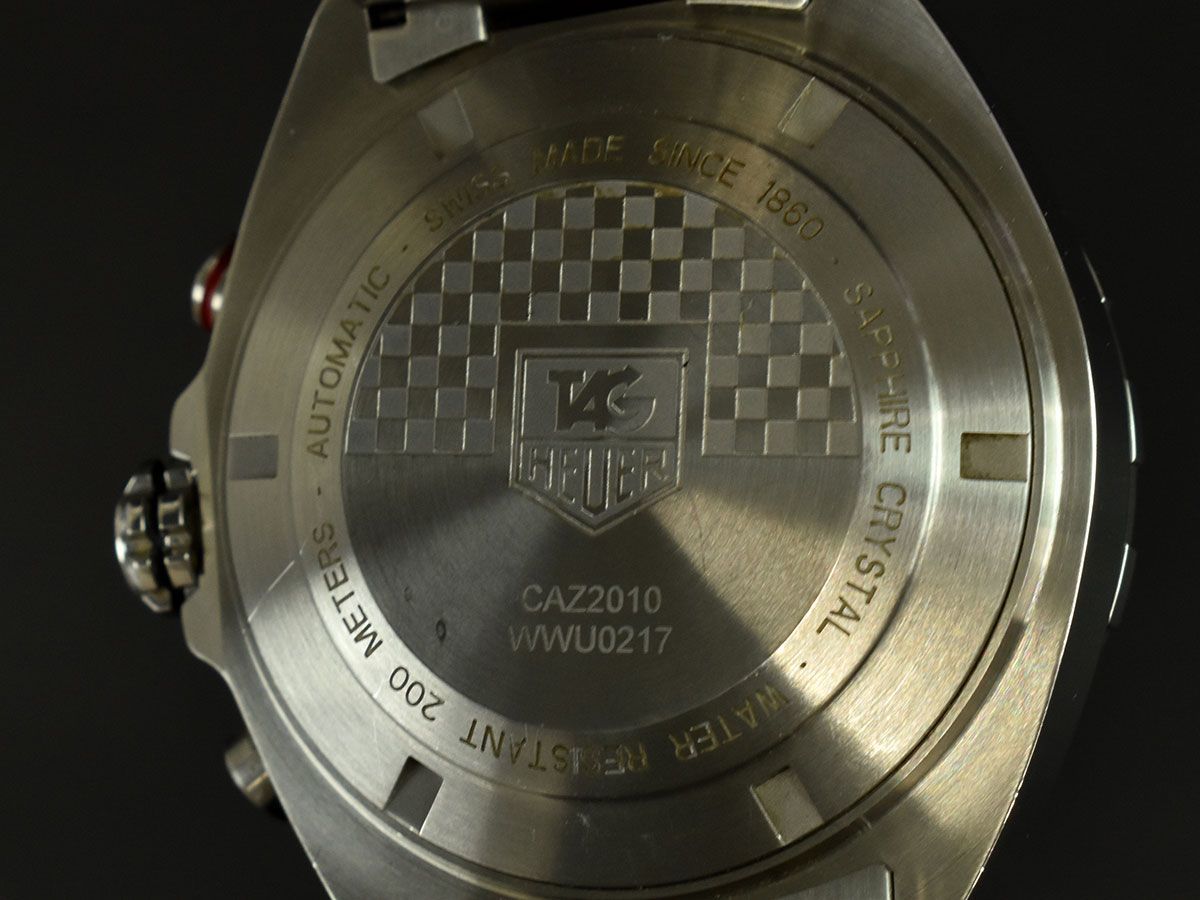 161298□美品 動作確認済 TAG Heuer タグホイヤー フォーミュラ1 腕時計 自動巻 デイト クロノ CAZ2010 SS ブラック シルバー メンズ/ D_画像9