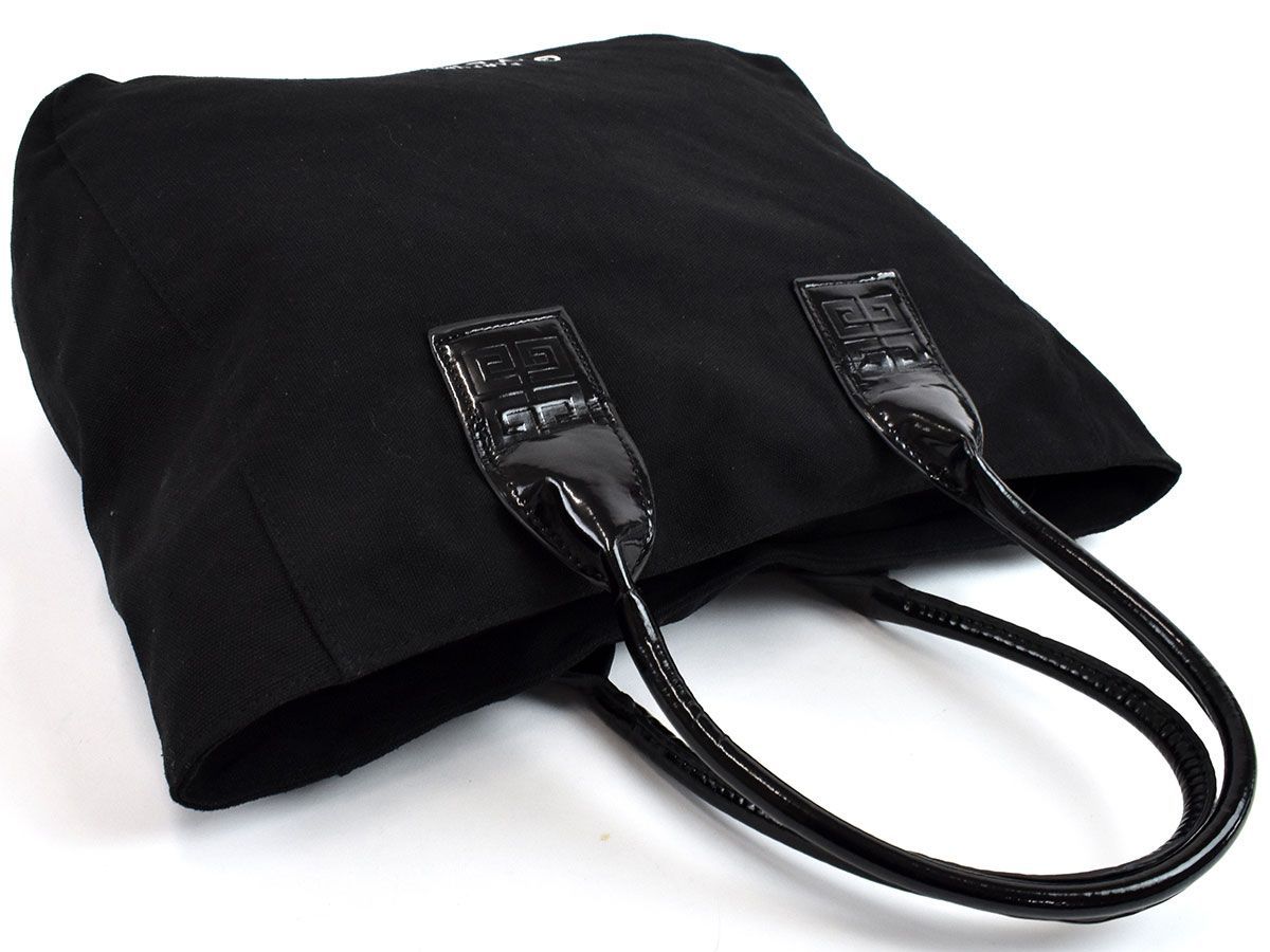 161745□ GIVENCHY ジバンシィ ノベルティ トートバッグ ハンドバッグ 鞄 キャンバス パテントレザー ブラック 黒 レディース/ B_画像3
