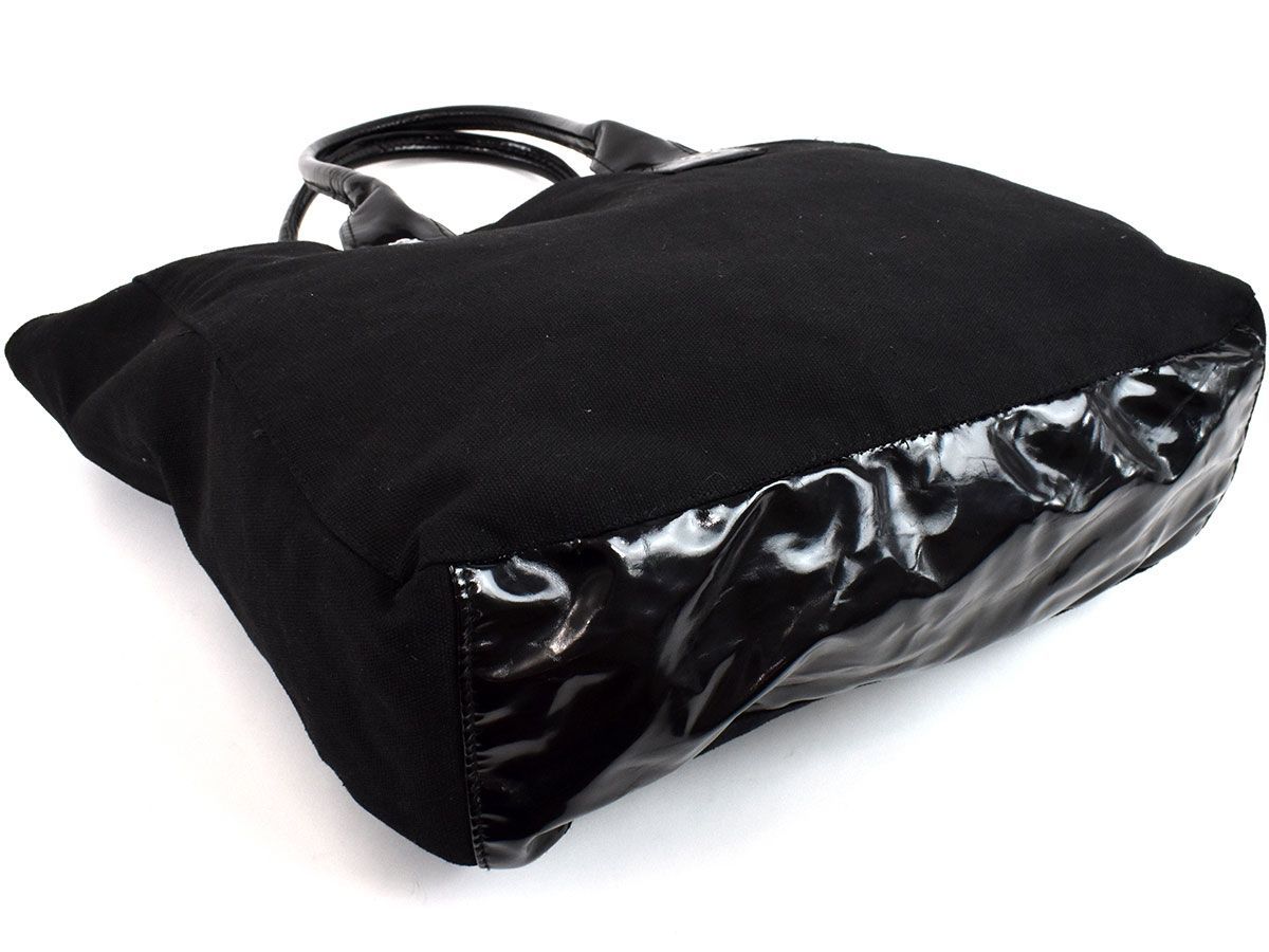 161745□ GIVENCHY ジバンシィ ノベルティ トートバッグ ハンドバッグ 鞄 キャンバス パテントレザー ブラック 黒 レディース/ B_画像4