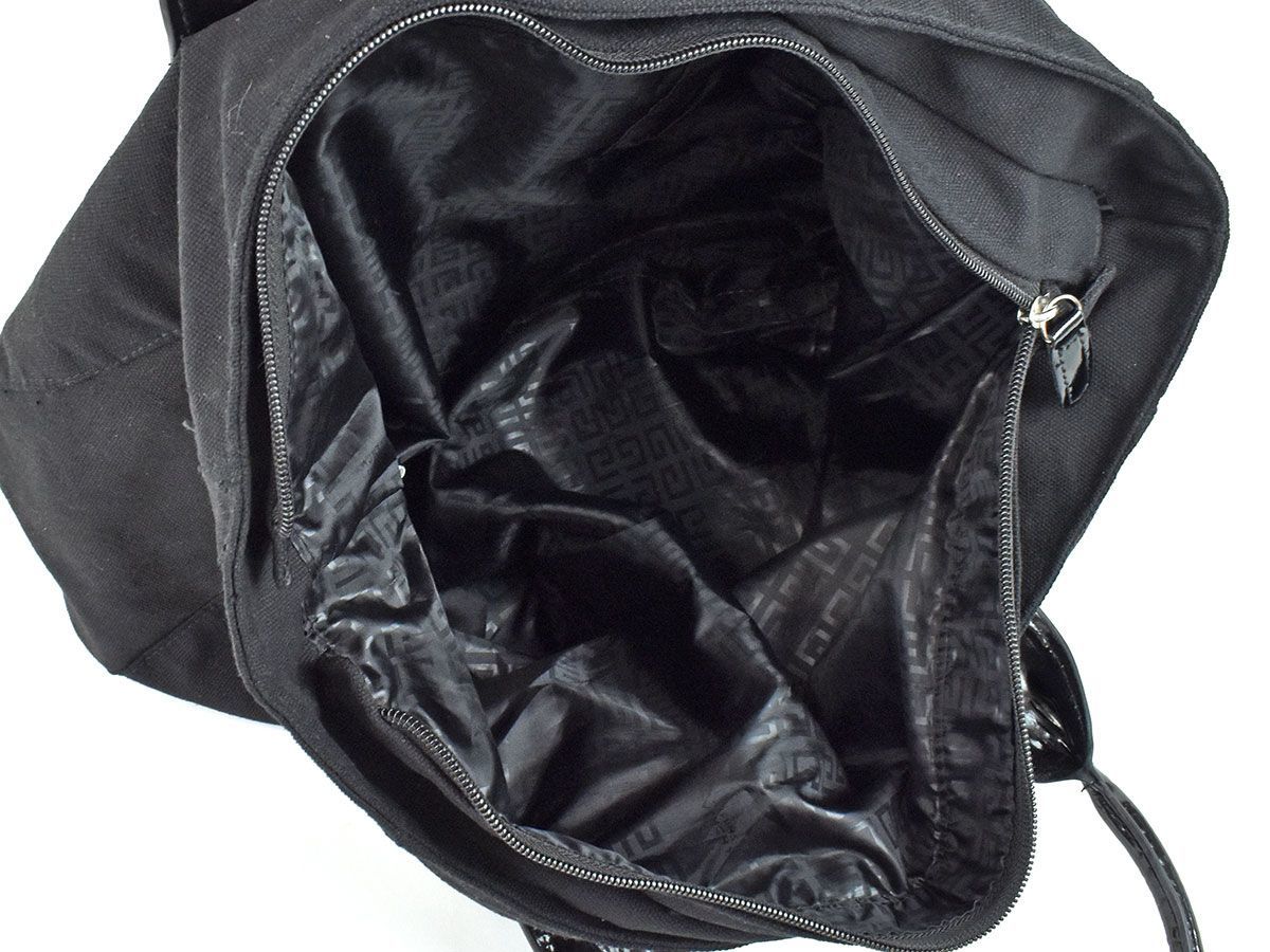 161745□ GIVENCHY ジバンシィ ノベルティ トートバッグ ハンドバッグ 鞄 キャンバス パテントレザー ブラック 黒 レディース/ B_画像2