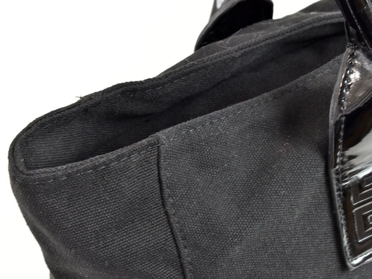 161745□ GIVENCHY ジバンシィ ノベルティ トートバッグ ハンドバッグ 鞄 キャンバス パテントレザー ブラック 黒 レディース/ B_画像8