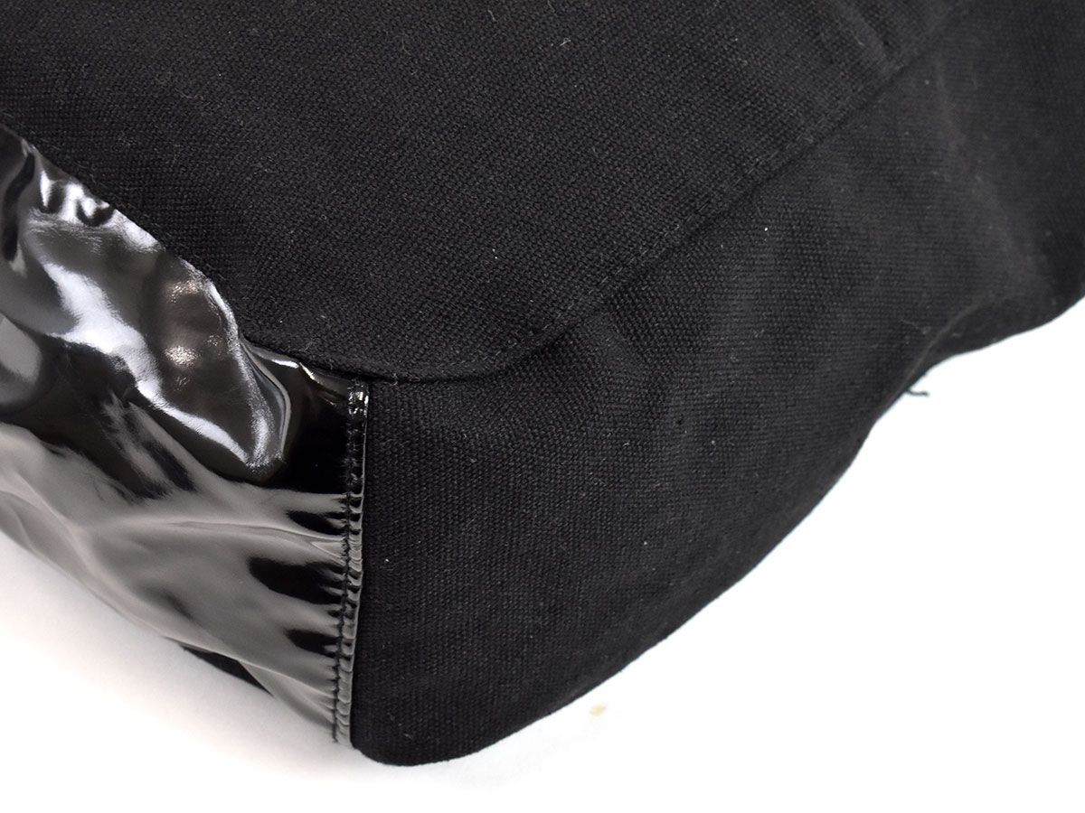 161745□ GIVENCHY ジバンシィ ノベルティ トートバッグ ハンドバッグ 鞄 キャンバス パテントレザー ブラック 黒 レディース/ B_画像6