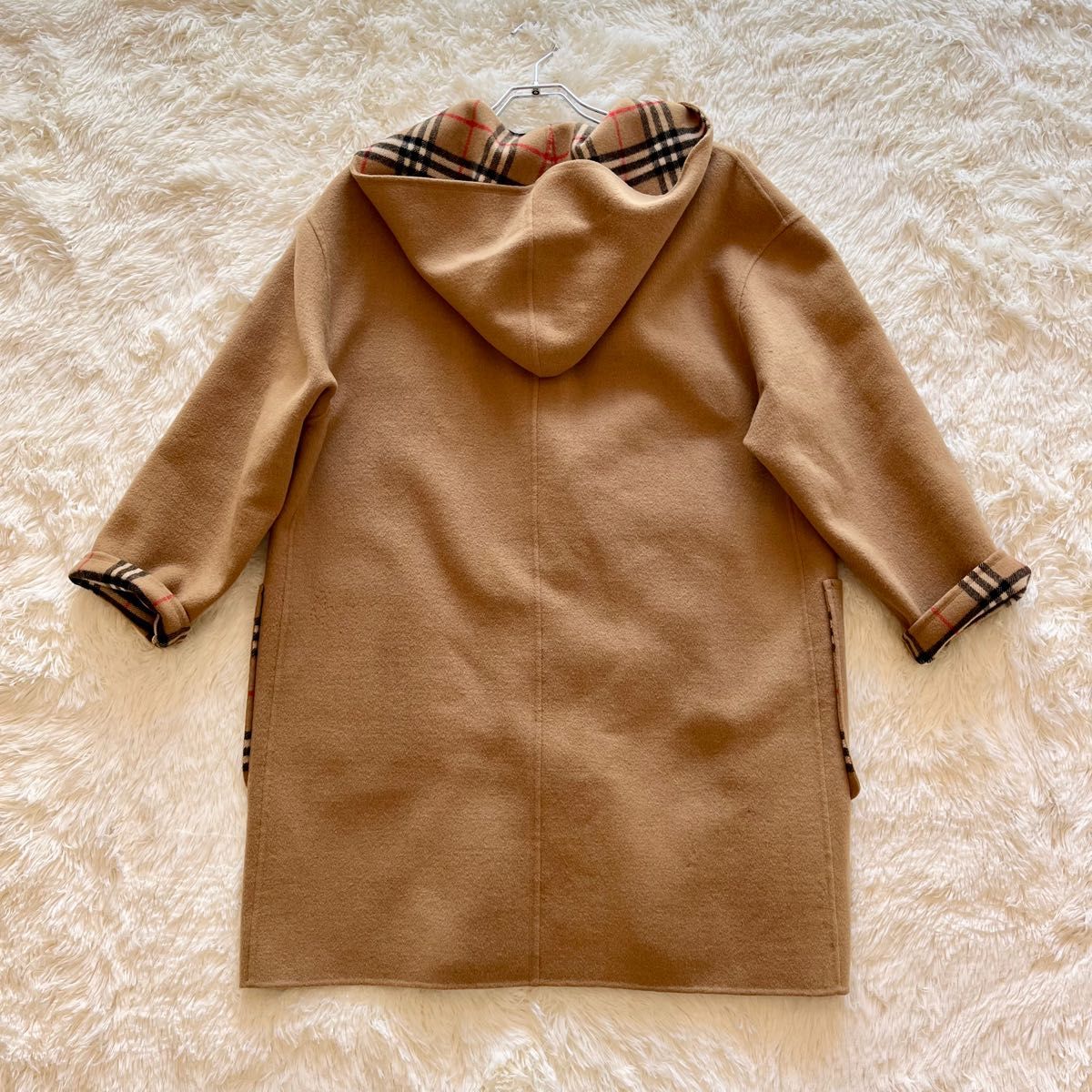 バーバリー ダッフルコート ウール カシミヤ ノバチェック キャメル M バーバリー ダッフルコート ウール カシミヤ ノバチェック キャメル M
